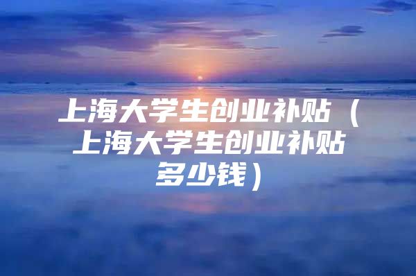 上海大学生创业补贴（上海大学生创业补贴多少钱）