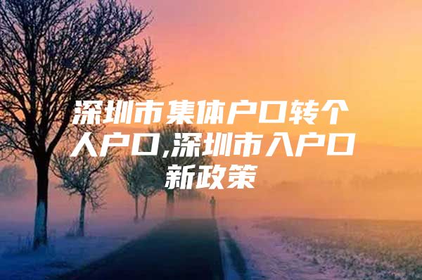 深圳市集体户口转个人户口,深圳市入户口新政策
