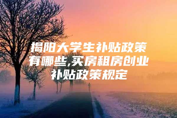 揭阳大学生补贴政策有哪些,买房租房创业补贴政策规定