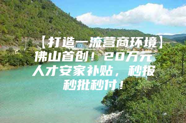 【打造一流营商环境】佛山首创！20万元人才安家补贴，秒报秒批秒付！