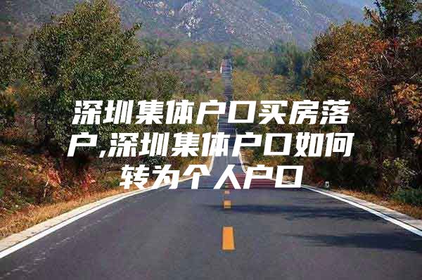 深圳集体户口买房落户,深圳集体户口如何转为个人户口