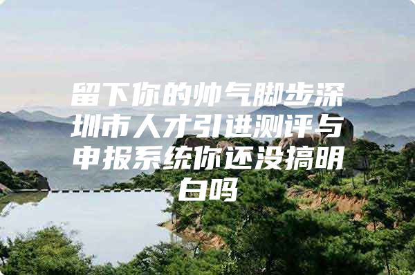 留下你的帅气脚步深圳市人才引进测评与申报系统你还没搞明白吗