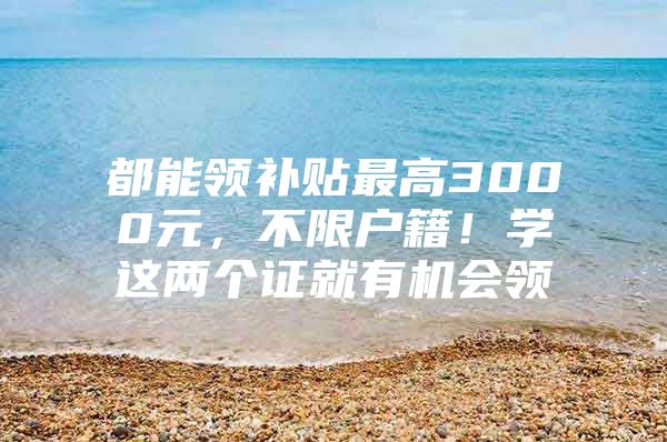 都能领补贴最高3000元，不限户籍！学这两个证就有机会领
