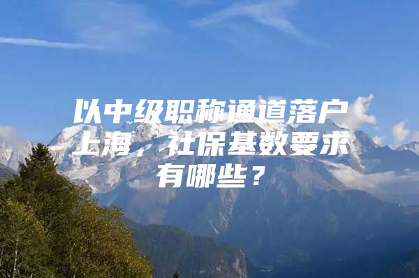以中级职称通道落户上海，社保基数要求有哪些？