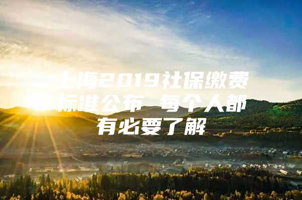 上海2019社保缴费标准公布 每个人都有必要了解