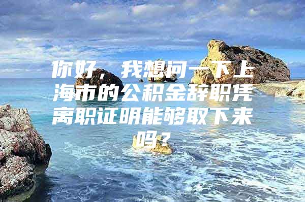 你好，我想问一下上海市的公积金辞职凭离职证明能够取下来吗？