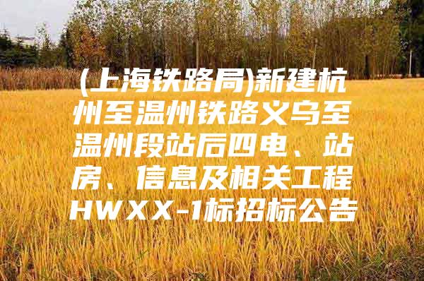 (上海铁路局)新建杭州至温州铁路义乌至温州段站后四电、站房、信息及相关工程HWXX-1标招标公告