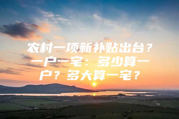 农村一项新补贴出台？一户一宅：多少算一户？多大算一宅？