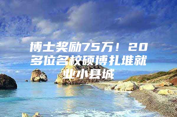 博士奖励75万！20多位名校硕博扎堆就业小县城