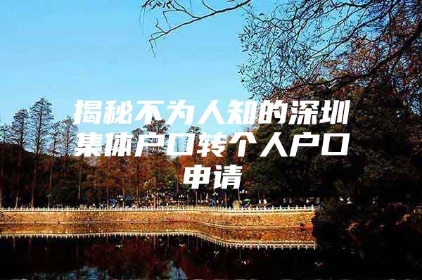 揭秘不为人知的深圳集体户口转个人户口申请