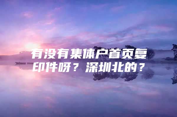 有没有集体户首页复印件呀？深圳北的？
