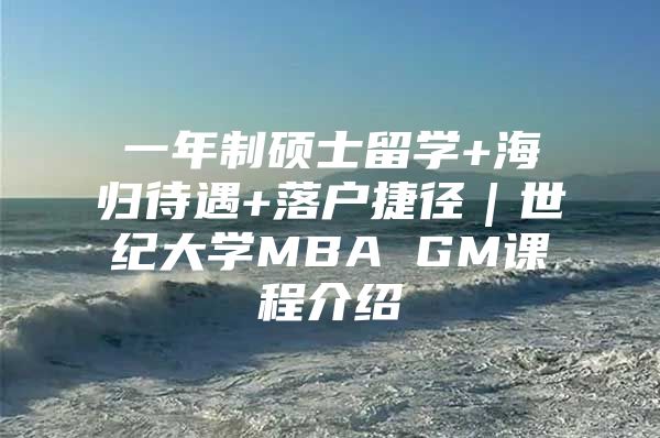 一年制硕士留学+海归待遇+落户捷径｜世纪大学MBA GM课程介绍