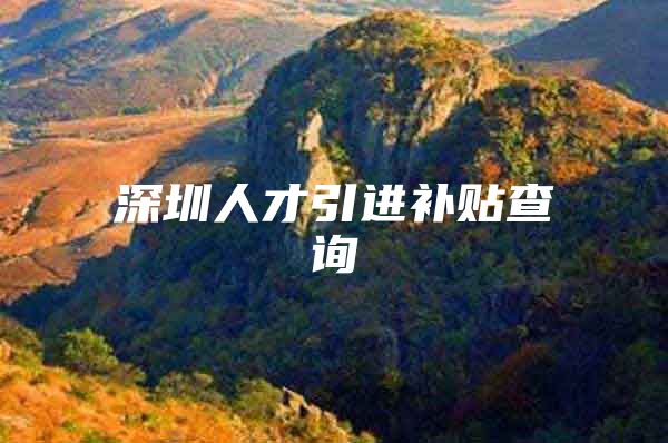 深圳人才引进补贴查询