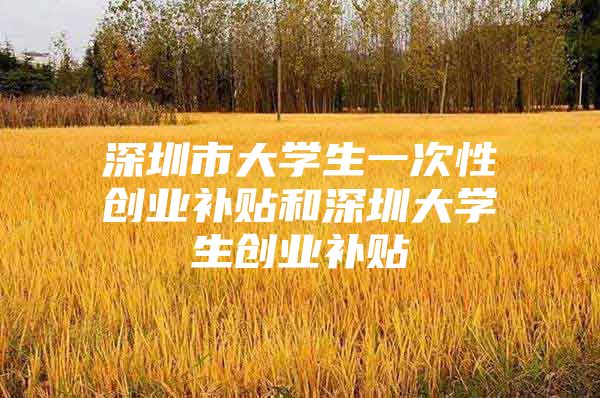 深圳市大学生一次性创业补贴和深圳大学生创业补贴