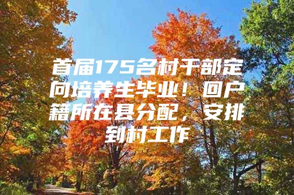 首届175名村干部定向培养生毕业！回户籍所在县分配，安排到村工作