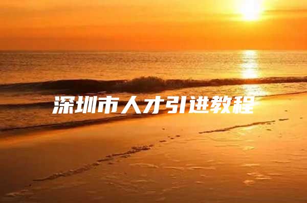 深圳市人才引进教程