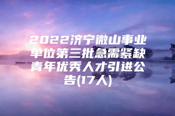 2022济宁微山事业单位第三批急需紧缺青年优秀人才引进公告(17人)