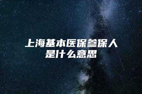 上海基本医保参保人是什么意思