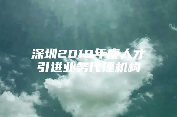 深圳2019年度人才引进业务代理机构