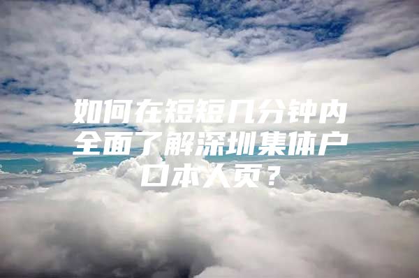 如何在短短几分钟内全面了解深圳集体户口本人页？