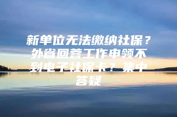 新单位无法缴纳社保？外省回蓉工作申领不到电子社保卡？集中答疑