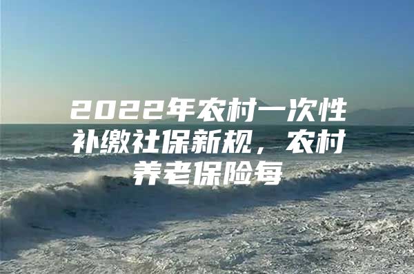 2022年农村一次性补缴社保新规，农村养老保险每