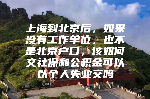 上海到北京后，如果没有工作单位，也不是北京户口，该如何交社保和公积金可以以个人失业交吗