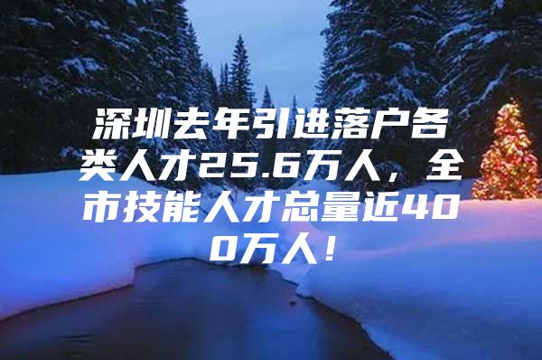 深圳去年引进落户各类人才25.6万人，全市技能人才总量近400万人！