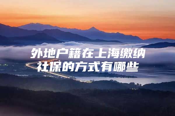 外地户籍在上海缴纳社保的方式有哪些