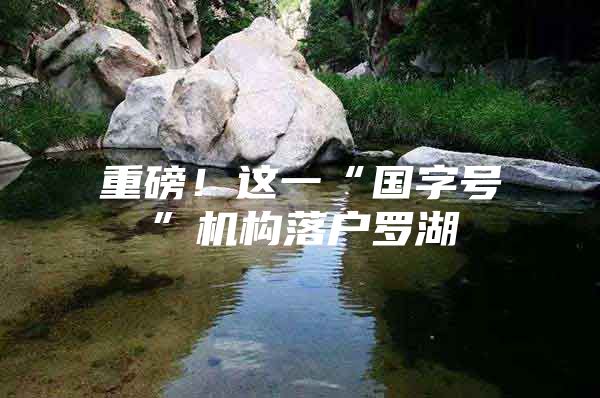 重磅！这一“国字号”机构落户罗湖
