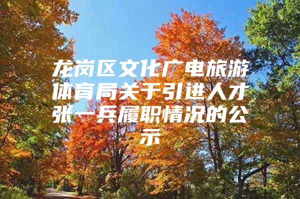 龙岗区文化广电旅游体育局关于引进人才张一兵履职情况的公示