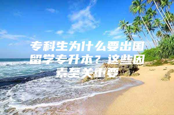专科生为什么要出国留学专升本？这些因素至关重要