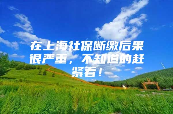 在上海社保断缴后果很严重，不知道的赶紧看！