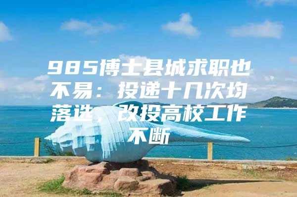 985博士县城求职也不易：投递十几次均落选，改投高校工作不断