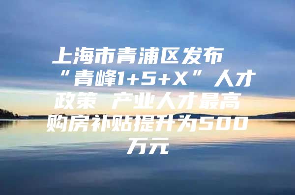 上海市青浦区发布“青峰1+5+X”人才政策 产业人才最高购房补贴提升为500万元