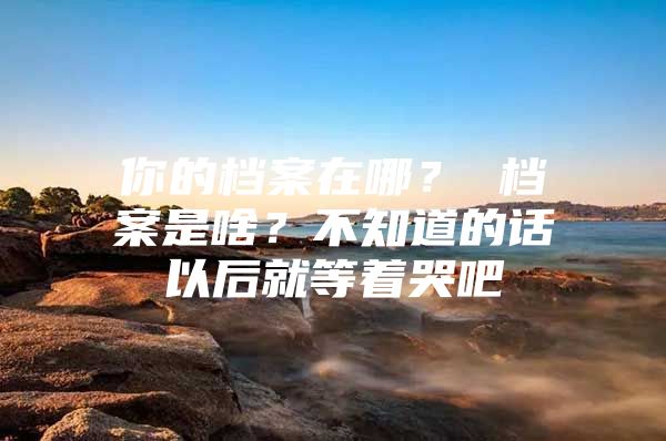 你的档案在哪？ 档案是啥？不知道的话以后就等着哭吧