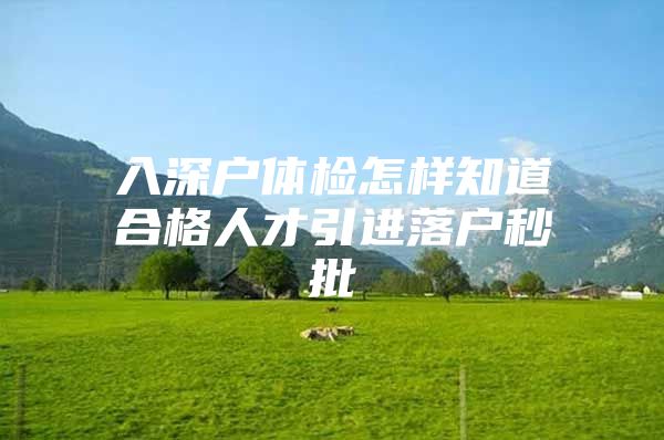入深户体检怎样知道合格人才引进落户秒批