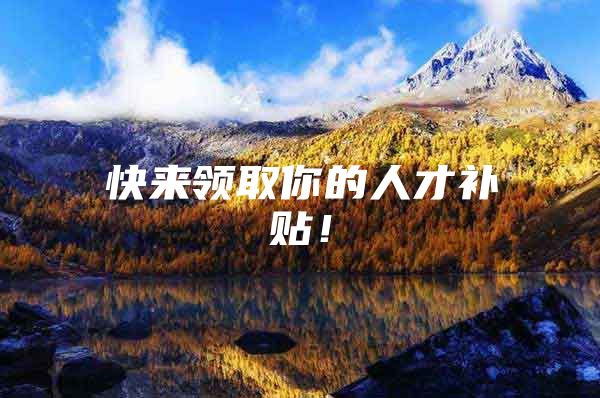 快来领取你的人才补贴！