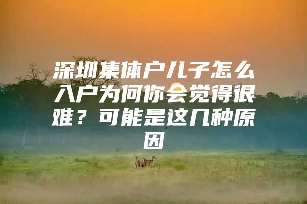 深圳集体户儿子怎么入户为何你会觉得很难？可能是这几种原因