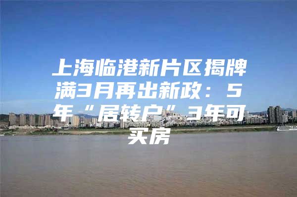 上海临港新片区揭牌满3月再出新政：5年“居转户”3年可买房