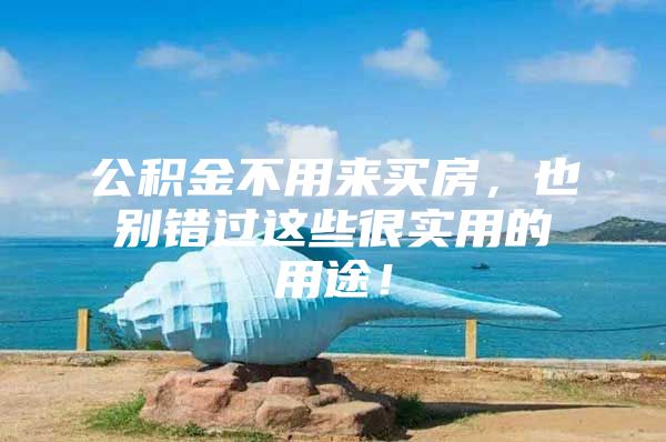 公积金不用来买房，也别错过这些很实用的用途！
