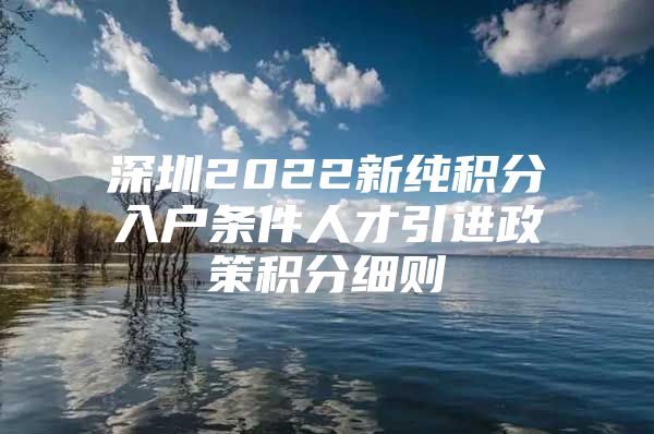 深圳2022新纯积分入户条件人才引进政策积分细则