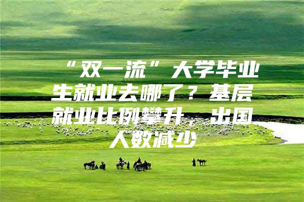“双一流”大学毕业生就业去哪了？基层就业比例攀升，出国人数减少