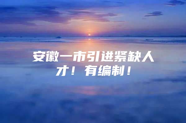 安徽一市引进紧缺人才！有编制！