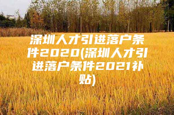 深圳人才引进落户条件2020(深圳人才引进落户条件2021补贴)
