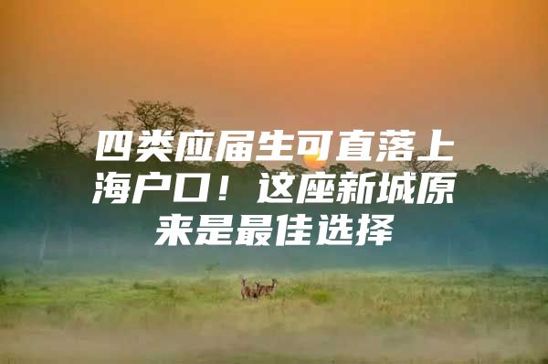 四类应届生可直落上海户口！这座新城原来是最佳选择