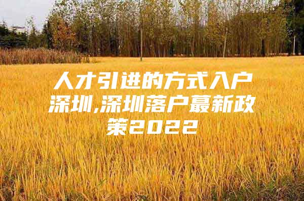 人才引进的方式入户深圳,深圳落户蕞新政策2022