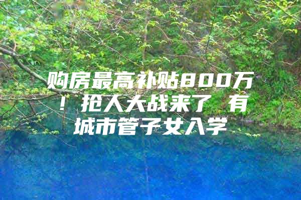 购房最高补贴800万！抢人大战来了 有城市管子女入学