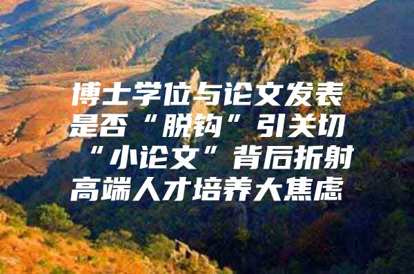 博士学位与论文发表是否“脱钩”引关切“小论文”背后折射高端人才培养大焦虑