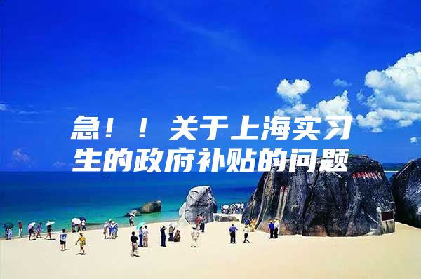 急！！关于上海实习生的政府补贴的问题